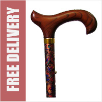 Folding Walking Stick - Paisley - Wooden Derby Handle